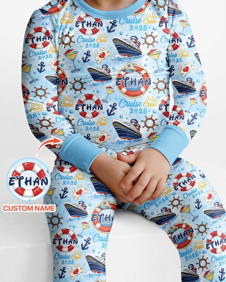 Custom Name Cruise Crew 2026 Bamboo Two Piece Long Sleeve Pajama Set