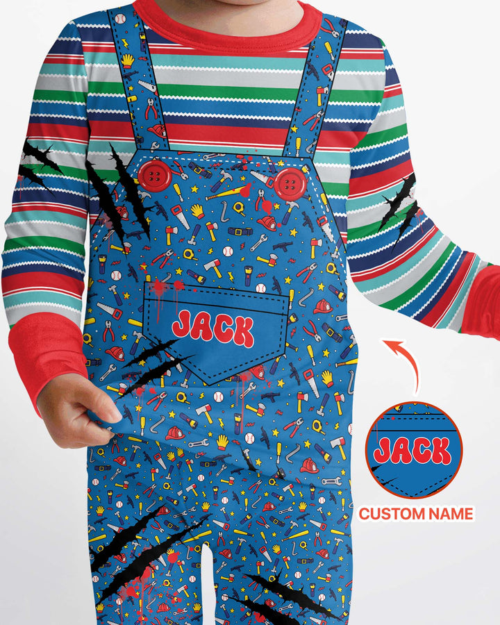 Custom Name Creepy Doll Halloween Bamboo Two Piece Long Sleeve Pajama Set