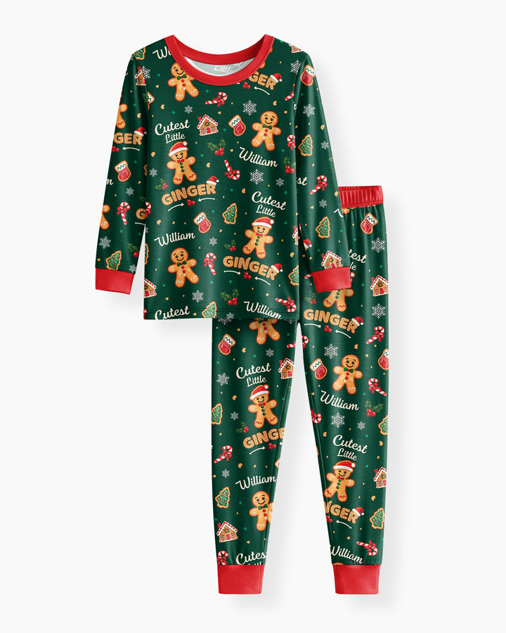 Custom Name Cutest Little Ginger Bamboo Two Piece Long Sleeve Pajama Set