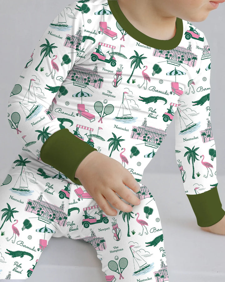 Preppy Palm Getaway Bamboo Two Piece Long Sleeve Pajama Set