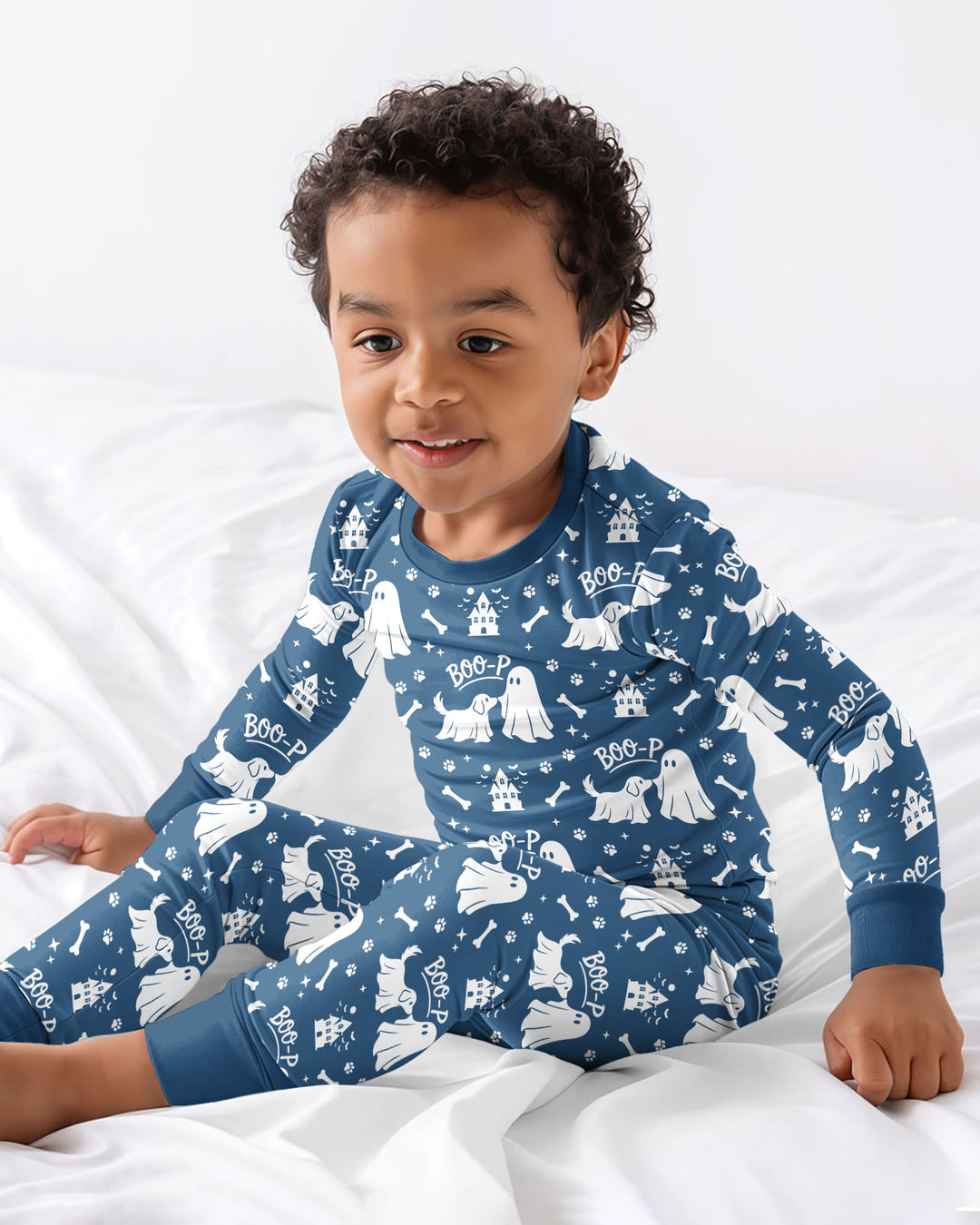 Boo-p Ghost Dog Bamboo Two Piece Long Sleeve Pajama Set