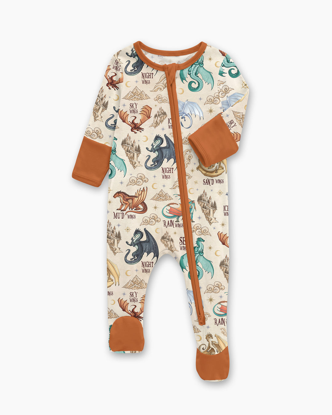 Elemental Dragons Bamboo Zippered Footie Romper