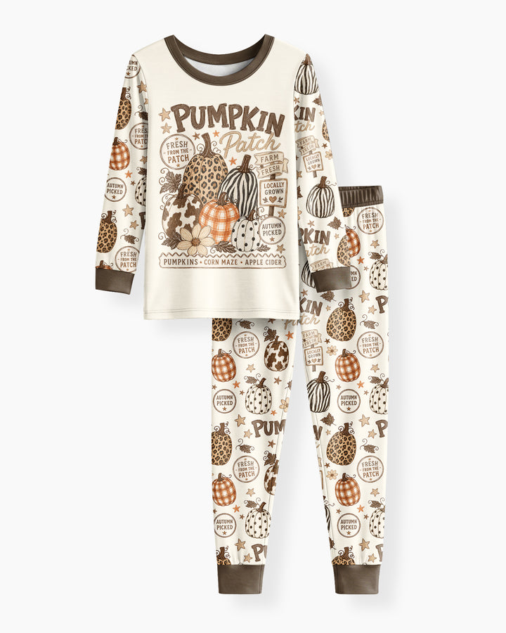 Whimsical Pumpkin Patch Bamboo Two Piece Long Sleeve Pajama Set