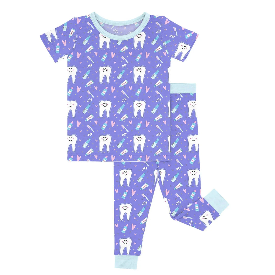 Brushing Teeth Two-Piece Short Sleeve Pajama Set , Brushing Teeth Two-Piece Short Sleeve Pajama Set - 12-18M