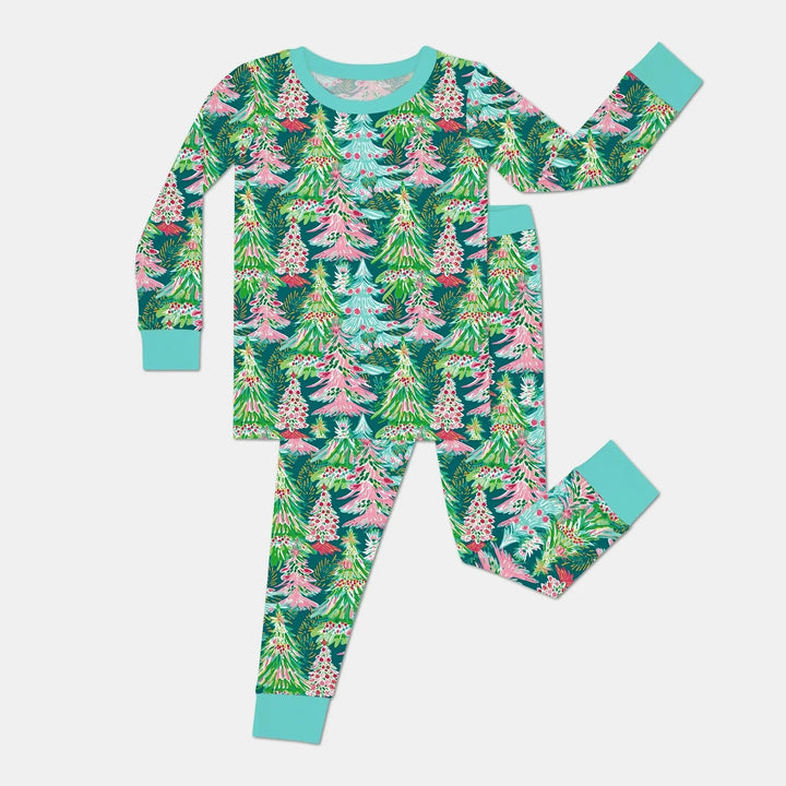 Brushstroke Merry Trees Two Piece Long Sleeve Pajama Set , Brushstroke Merry Trees Two Piece Long Sleeve Pajama Set - 12-18M