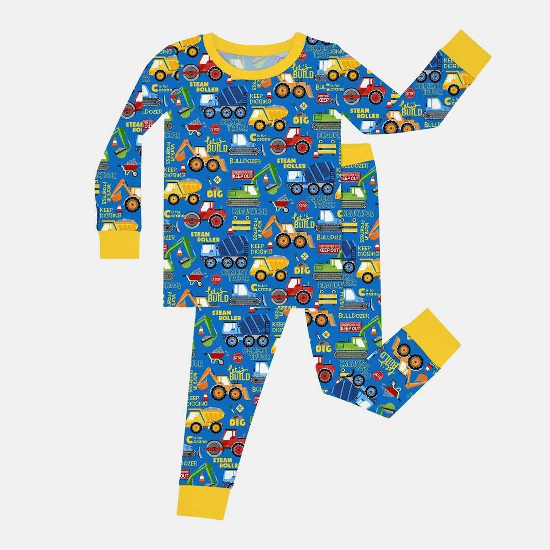 Build Your Own World Two Piece Long Sleeve Pajama Set , Build Your Own World Two Piece Long Sleeve Pajama Set - 12-18M / Yellow / Yellow