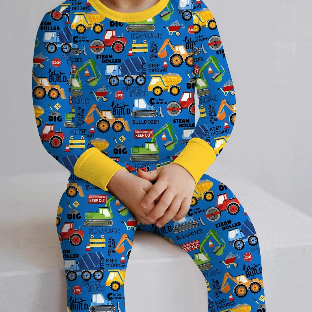 Build Your Own World Two Piece Long Sleeve Pajama Set , Build Your Own World Two Piece Long Sleeve Pajama Set - 12-18M / Yellow / Yellow
