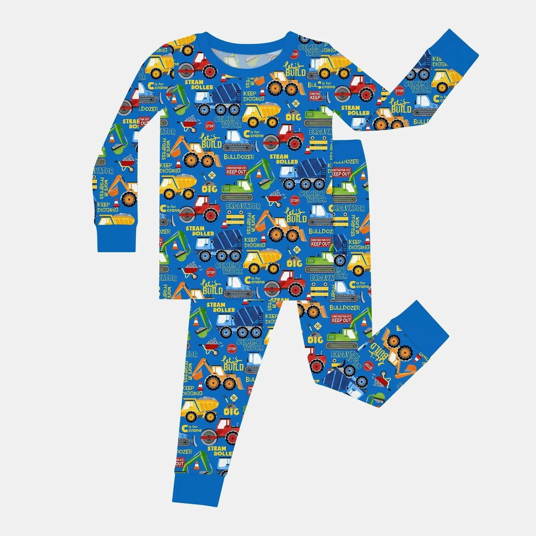 Build Your Own World Two Piece Long Sleeve Pajama Set , Build Your Own World Two Piece Long Sleeve Pajama Set - 12-18M / Blue / Yellow