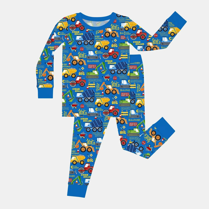 Build Your Own World Two Piece Long Sleeve Pajama Set , Build Your Own World Two Piece Long Sleeve Pajama Set - 12-18M / Blue / Yellow