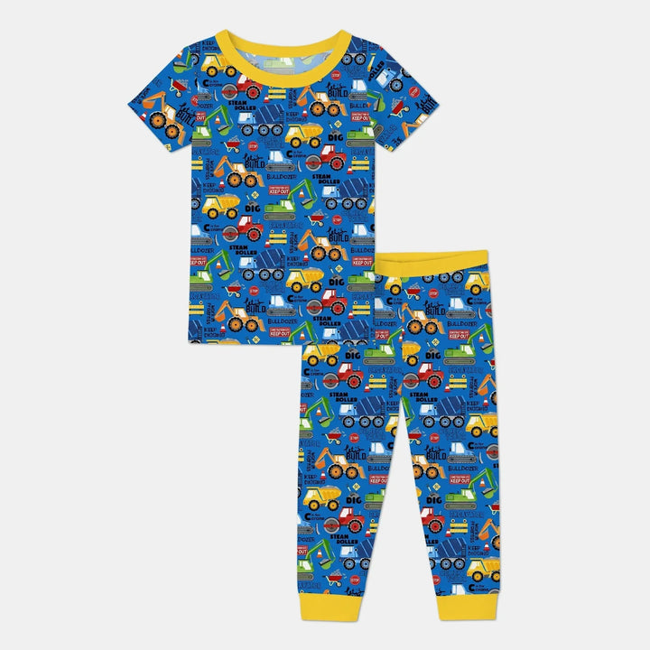 Build Your Own World Two Piece Short Sleeve Pajama Set , Build Your Own World Two Piece Short Sleeve Pajama Set - 12-18M / Yellow / Black