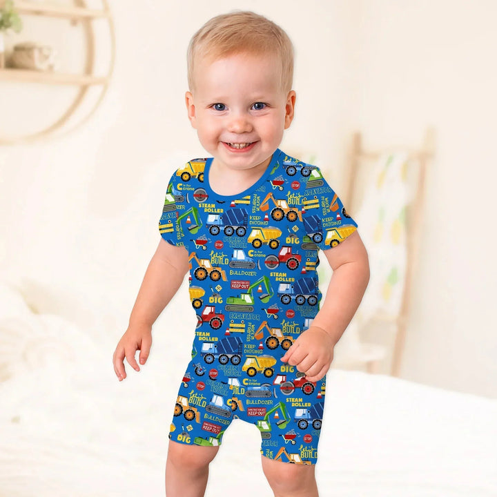Build Your Own World Two Piece Short Sleeve Shorts Pajama Set , Build Your Own World Two Piece Short Sleeve Shorts Pajama Set - 12-18M / Yellow / Yellow