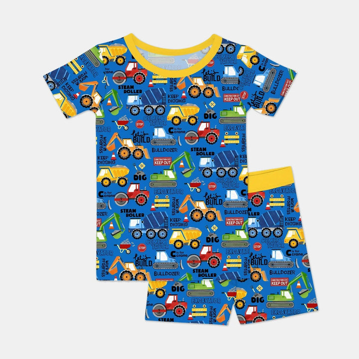 Build Your Own World Two Piece Short Sleeve Shorts Pajama Set , Build Your Own World Two Piece Short Sleeve Shorts Pajama Set - 12-18M / Yellow / Black