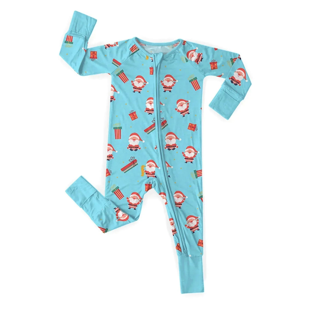 Busy Santa Convertible Zippered Romper , Busy Santa Convertible Zippered Romper - Newborn
