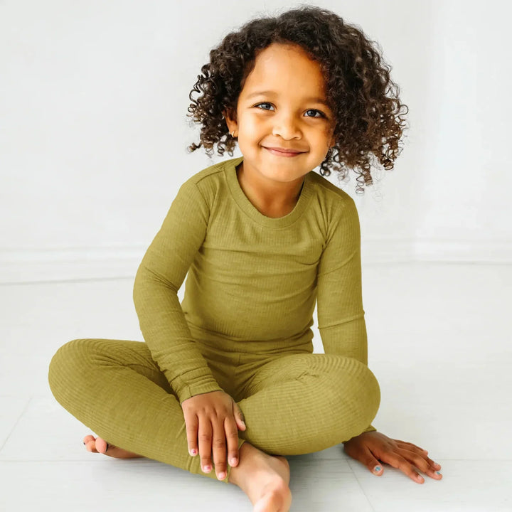 Buttercup Ribbed Two Piece Long Sleeve Pajama Set , Buttercup Ribbed Two Piece Long Sleeve Pajama Set - 12-18M