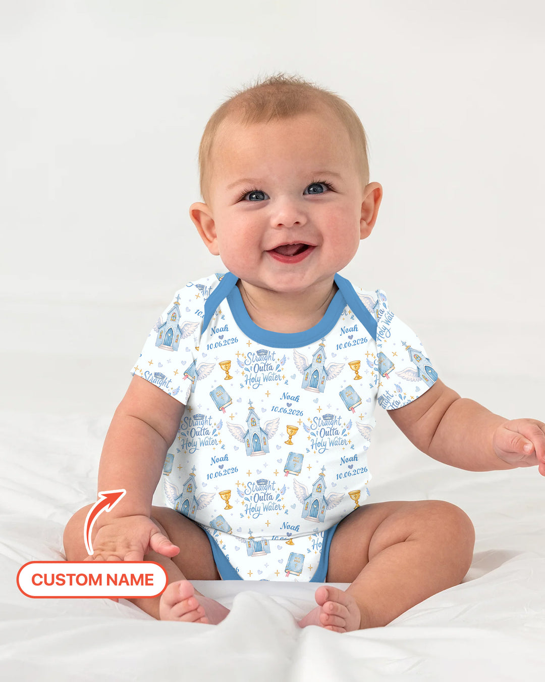 Gerippte Babykleidung mit individuellem Foto - Weich &amp; Skizzenhaft