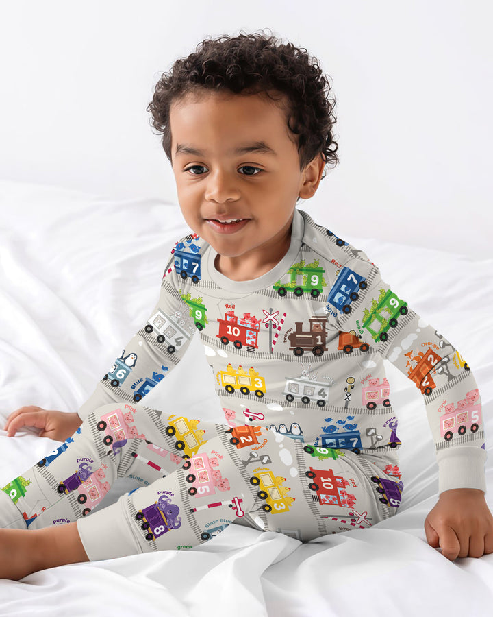 Zweiteiliges Langarm-Pyjama-Set mit Sommerfrüchten