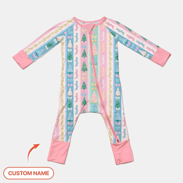 Candy Ribbon Christmas Custom Name Convertible Zippy , Candy Ribbon Christmas Custom Name Convertible Zippy - 0-3M