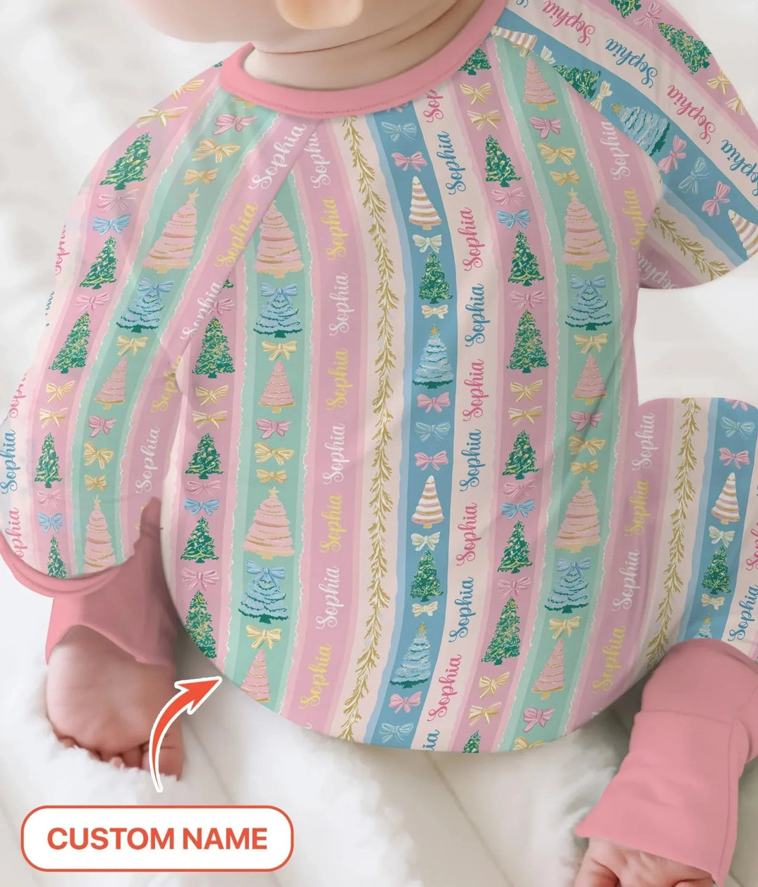 Candy Ribbon Christmas Custom Name Convertible Zippy , Candy Ribbon Christmas Custom Name Convertible Zippy - 0-3M