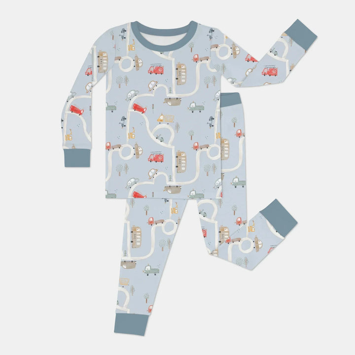 Car Route Map Two Piece Long Sleeve Pajama Set , Car Route Map Two Piece Long Sleeve Pajama Set - 12-18M