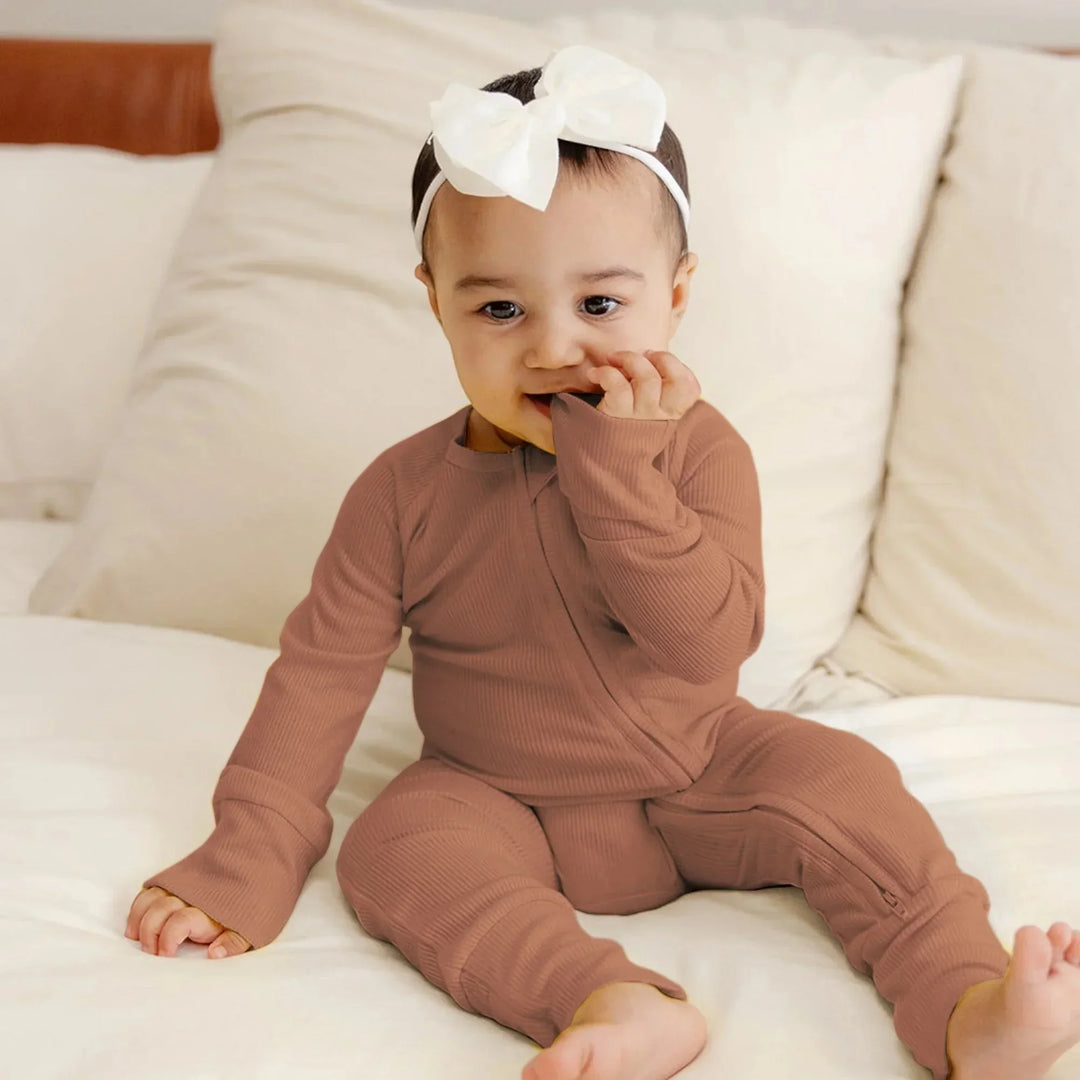 Caramel Ribbed Convertible Zippy , Caramel Ribbed Convertible Zippy - 0-3M