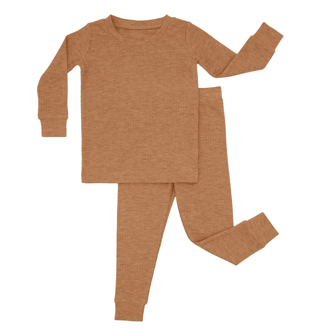 Caramel Ribbed Two Piece Long Sleeve Pajama Set , Caramel Ribbed Two Piece Long Sleeve Pajama Set - 12-18M