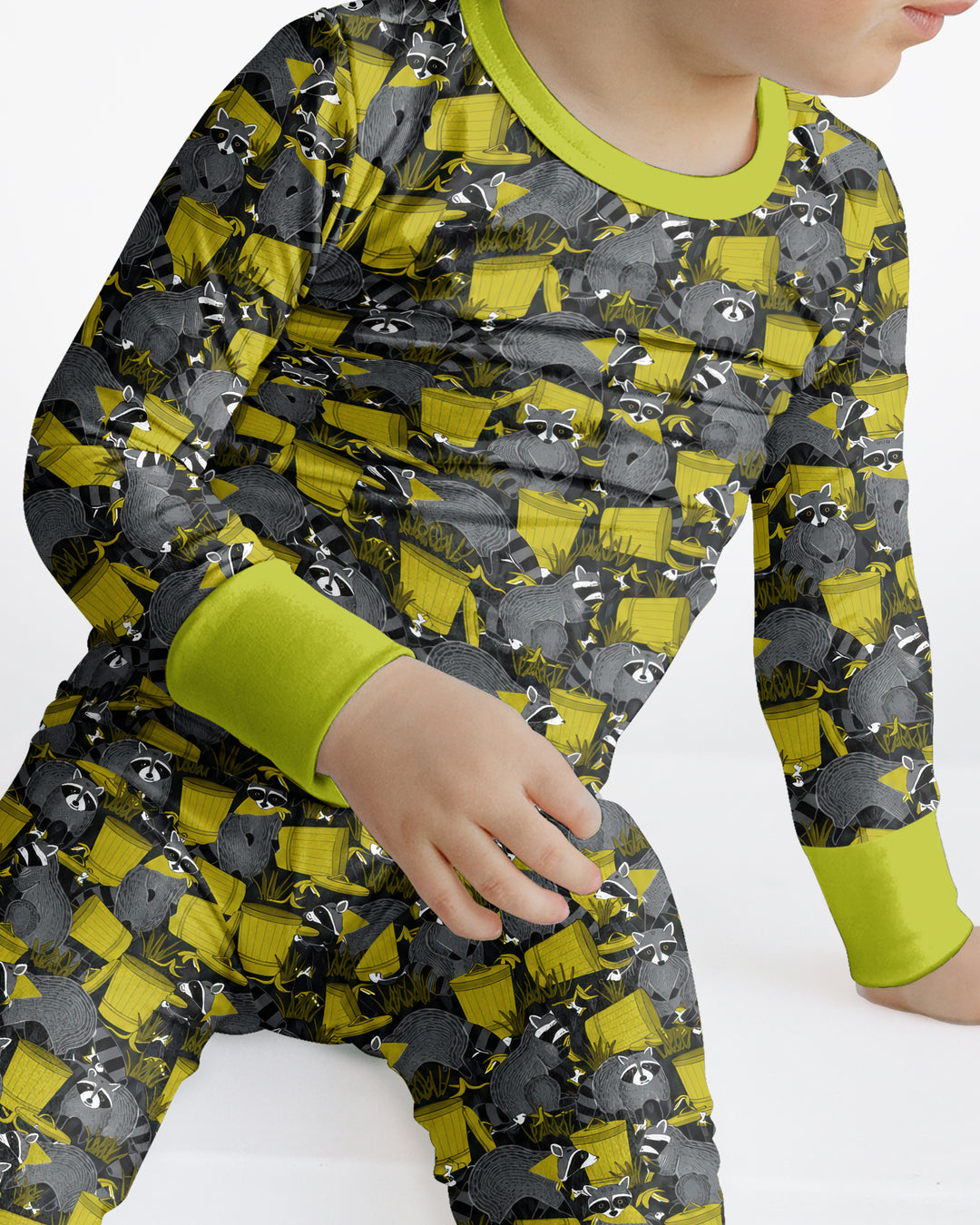 Raccoons With Garbage Cans Bamboo Two Piece Long Sleeve Pajama Set