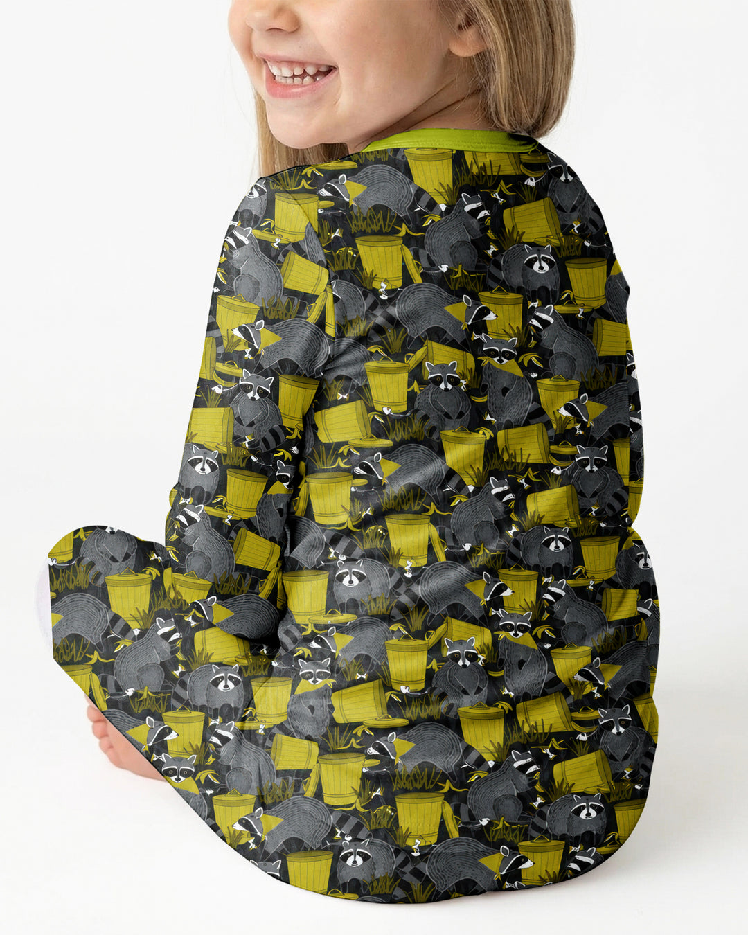 Raccoons With Garbage Cans Bamboo Two Piece Long Sleeve Pajama Set