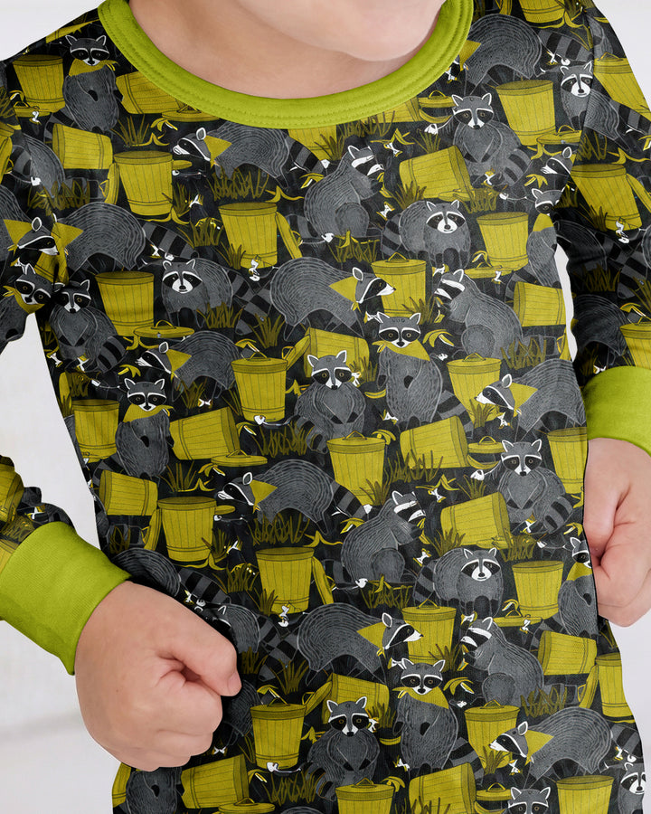 Raccoons With Garbage Cans Bamboo Two Piece Long Sleeve Pajama Set