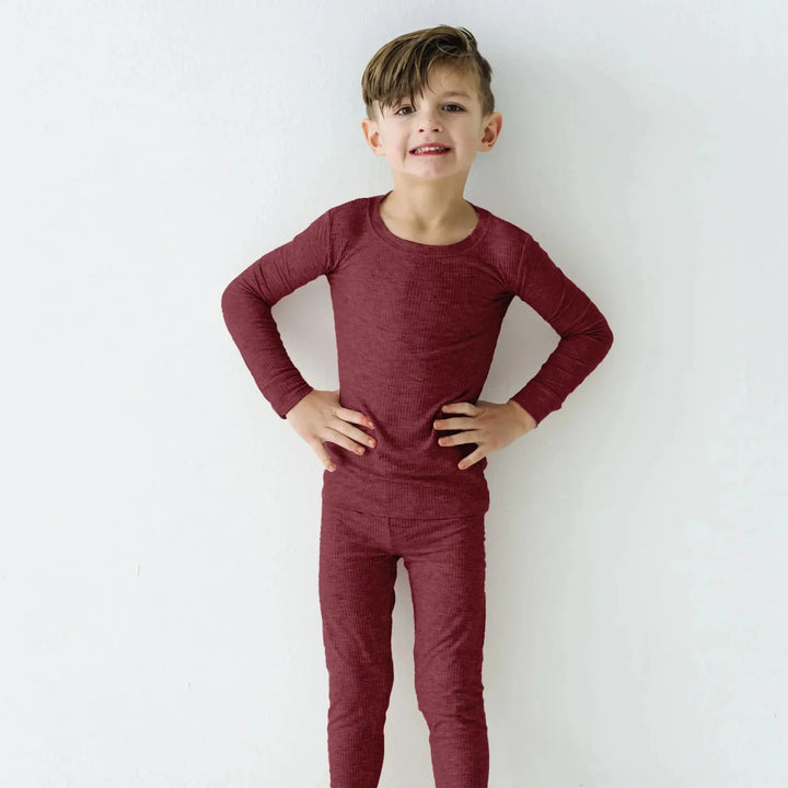 Cherrywood Ribbed Two Piece Long Sleeve Pajama Set , Cherrywood Ribbed Two Piece Long Sleeve Pajama Set - 12-18M