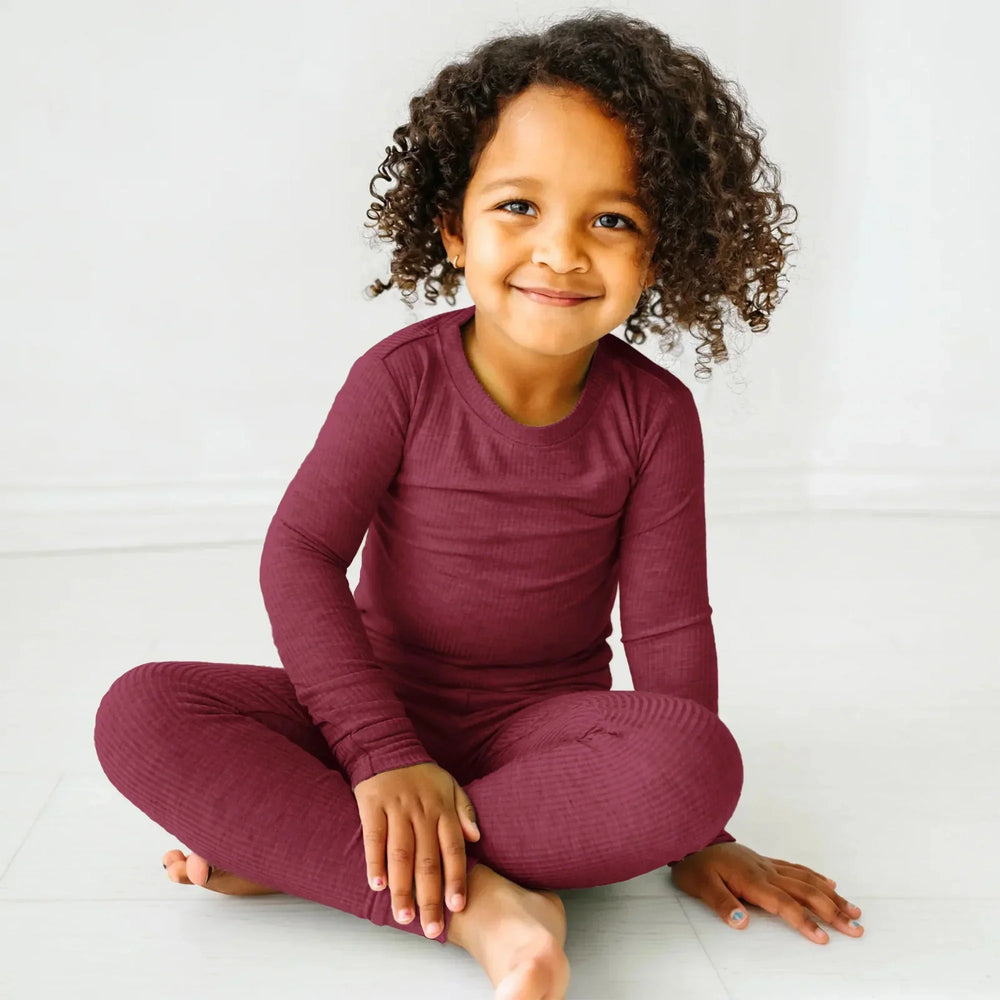 Cherrywood Ribbed Two Piece Long Sleeve Pajama Set , Cherrywood Ribbed Two Piece Long Sleeve Pajama Set - 12-18M