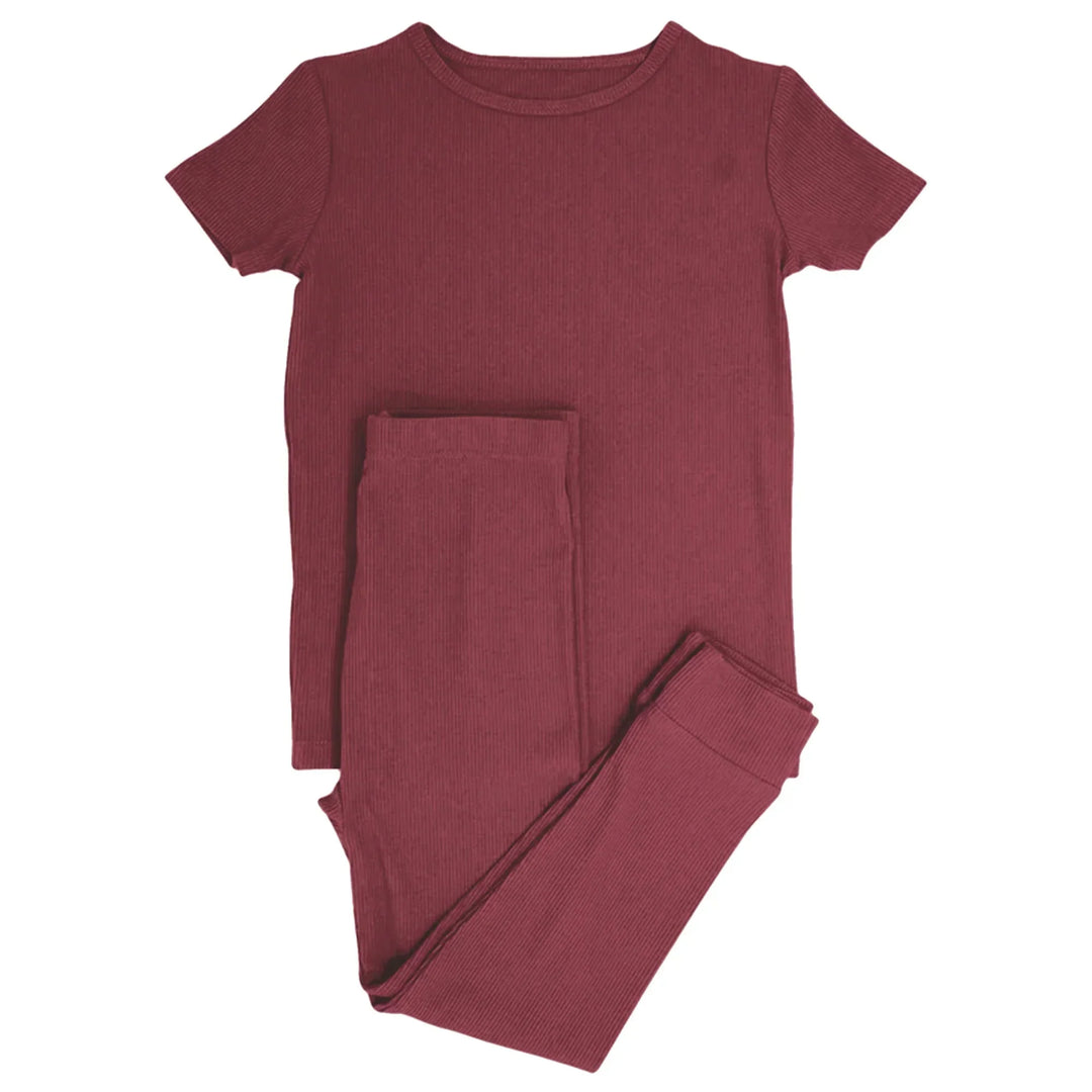 Cherrywood Ribbed Two Piece Short Sleeve Pajama Set , Cherrywood Ribbed Two Piece Short Sleeve Pajama Set - 12-18M