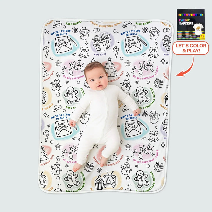 Christmas Activities Colorable Toddler Blanket , Christmas Activities Colorable Toddler Blanket - Default Title
