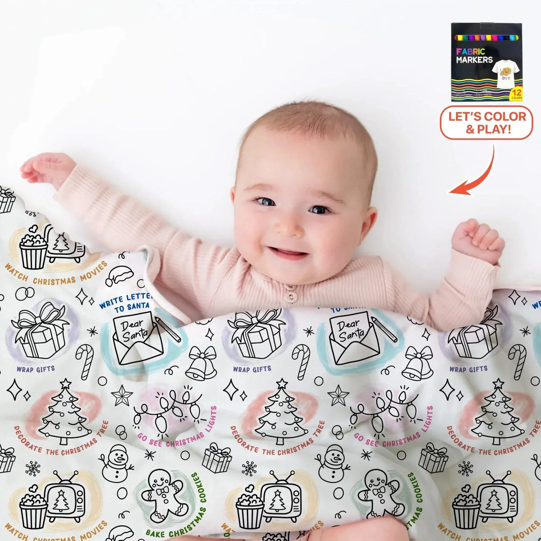 Christmas Activities Colorable Toddler Blanket , Christmas Activities Colorable Toddler Blanket - Default Title