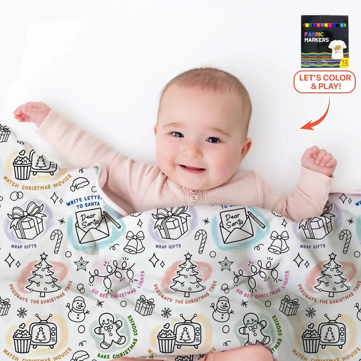Christmas Activities Colorable Toddler Blanket , Christmas Activities Colorable Toddler Blanket - Default Title