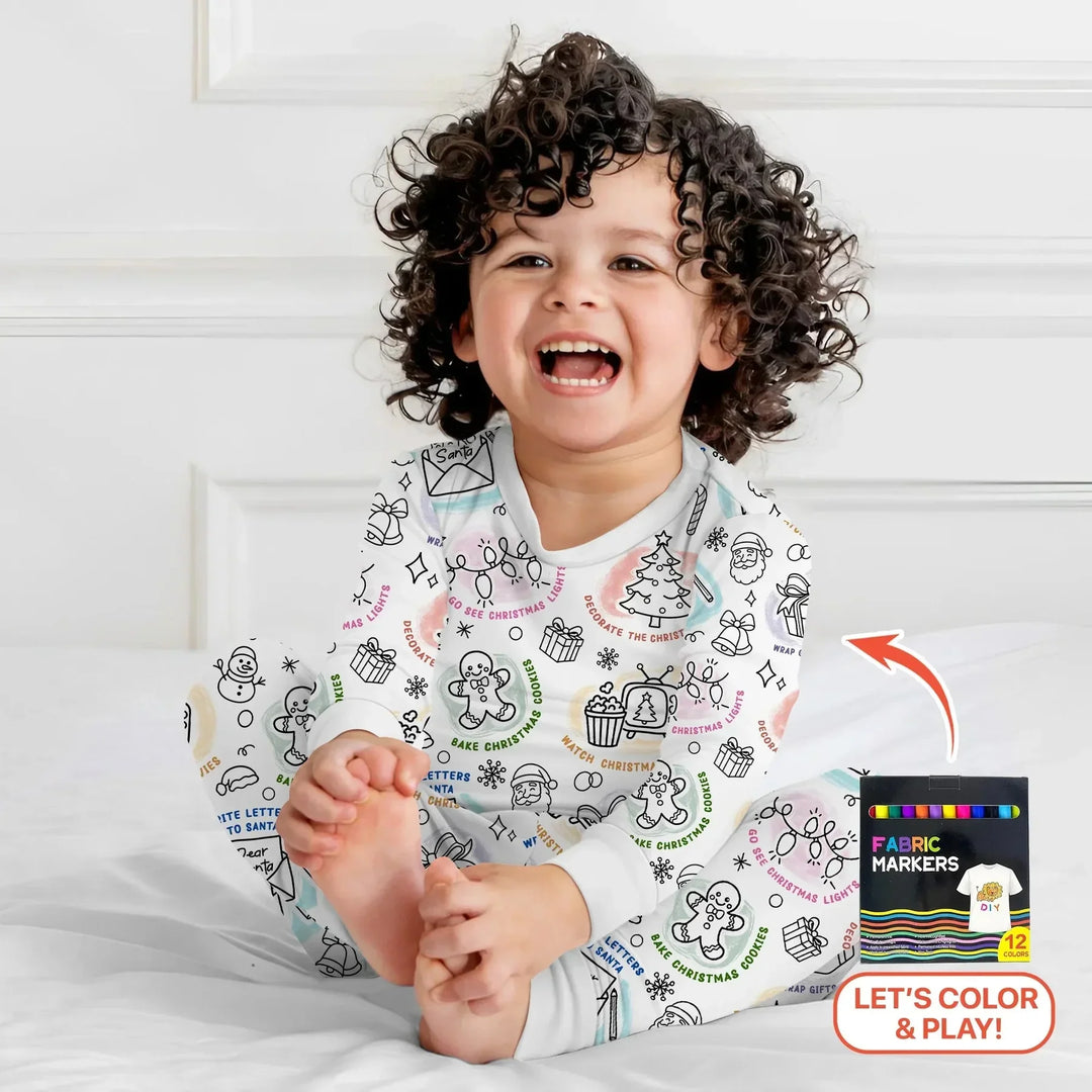 Christmas Colorable Bamboo Two Piece Pajama Set