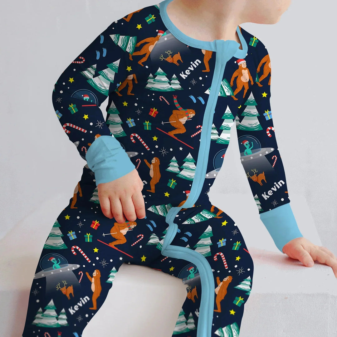 Christmas Bigfoot Custom Name Boy Convertible Zippy , Christmas Bigfoot Custom Name Boy Convertible Zippy - 0-3M