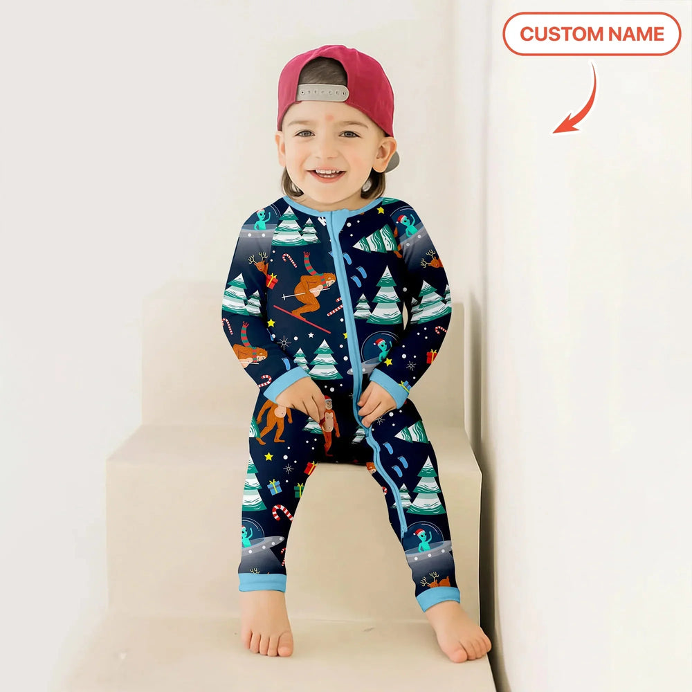 Christmas Bigfoot Custom Name Boy Convertible Zippy , Christmas Bigfoot Custom Name Boy Convertible Zippy - 0-3M