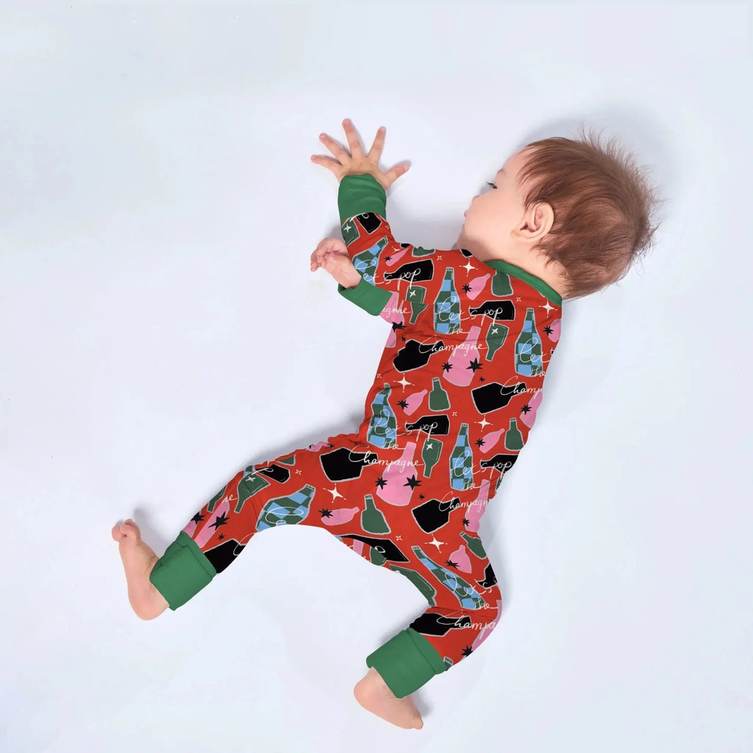 Christmas Cheers Party Convertible Zippered Romper , Christmas Cheers Party Convertible Zippered Romper - Newborn
