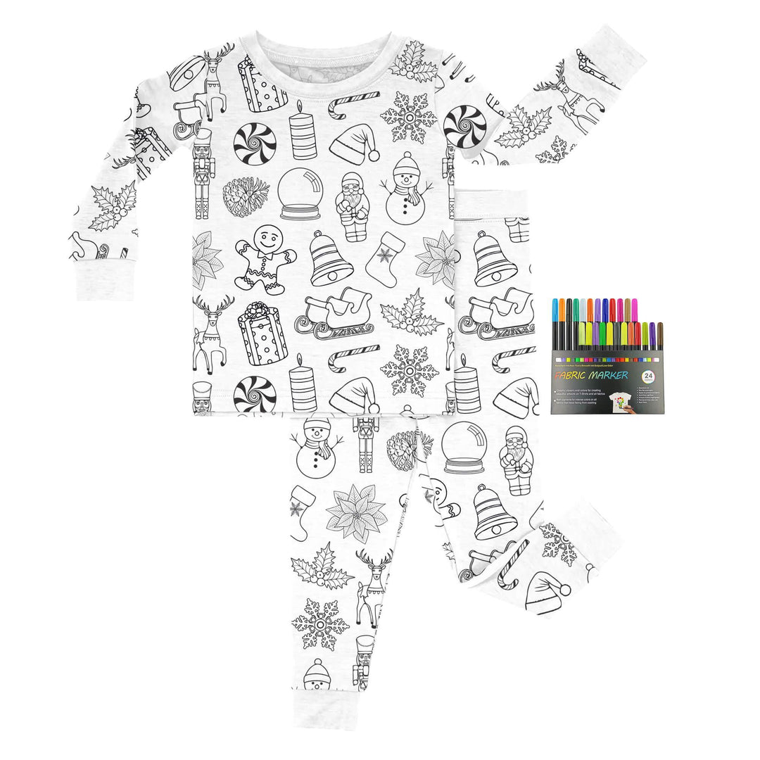 Christmas Colorable Two Piece Pajama Set , Christmas Colorable Two Piece Pajama Set - Christmas Colorable 1 / 3T