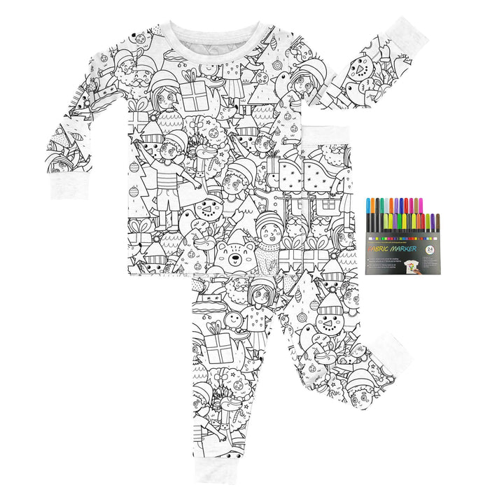 Christmas Colorable Two Piece Pajama Set , Christmas Colorable Two Piece Pajama Set - Christmas Colorable 1 / 3T