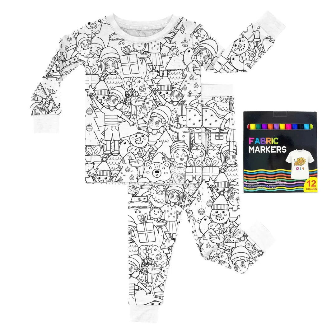 Christmas Colorable Two Piece Pajama Set , Christmas Colorable Two Piece Pajama Set - Christmas Colorable 10 / 3T
