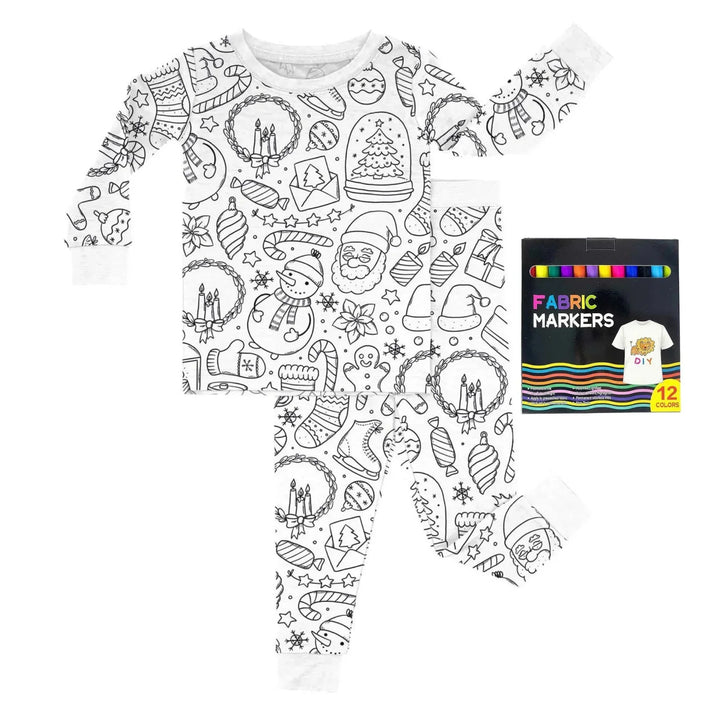 Christmas Colorable Two Piece Pajama Set , Christmas Colorable Two Piece Pajama Set - Christmas Colorable 9 / 3T