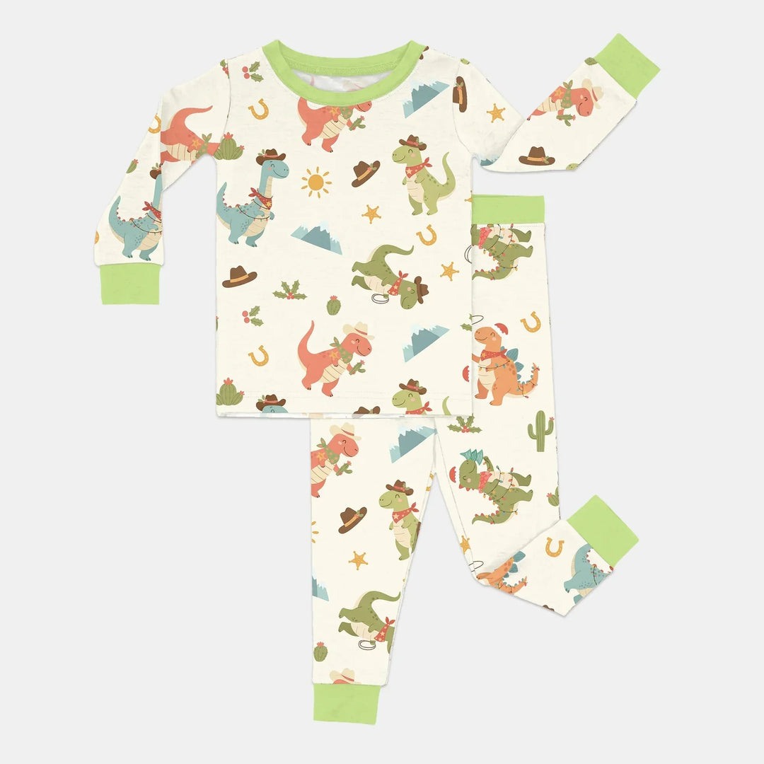 Christmas Cowboy Dinosaur Two Piece Long Sleeve Pajama Set , Christmas Cowboy Dinosaur Two Piece Long Sleeve Pajama Set - 12-18M