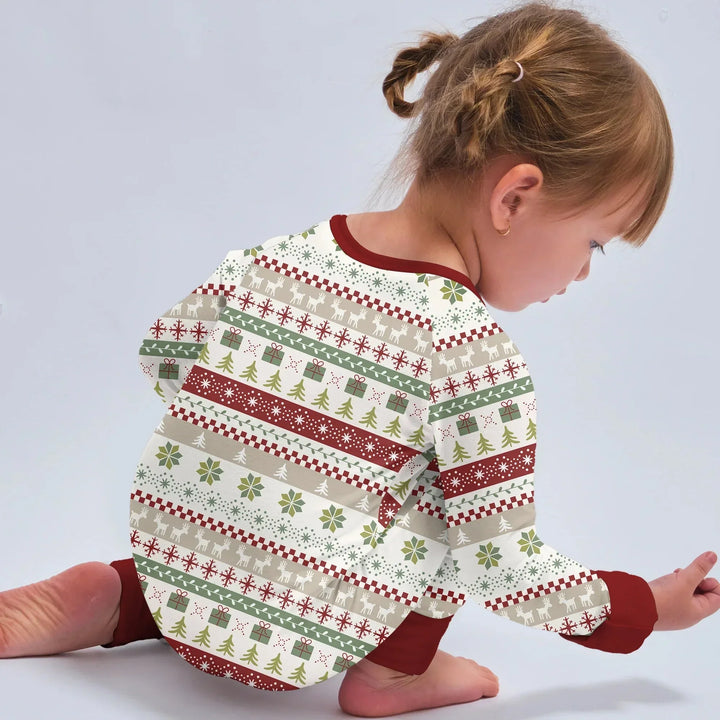 Christmas Fair Isle Red and Green Convertible Zippy , Christmas Fair Isle Red and Green Convertible Zippy - 0-3M