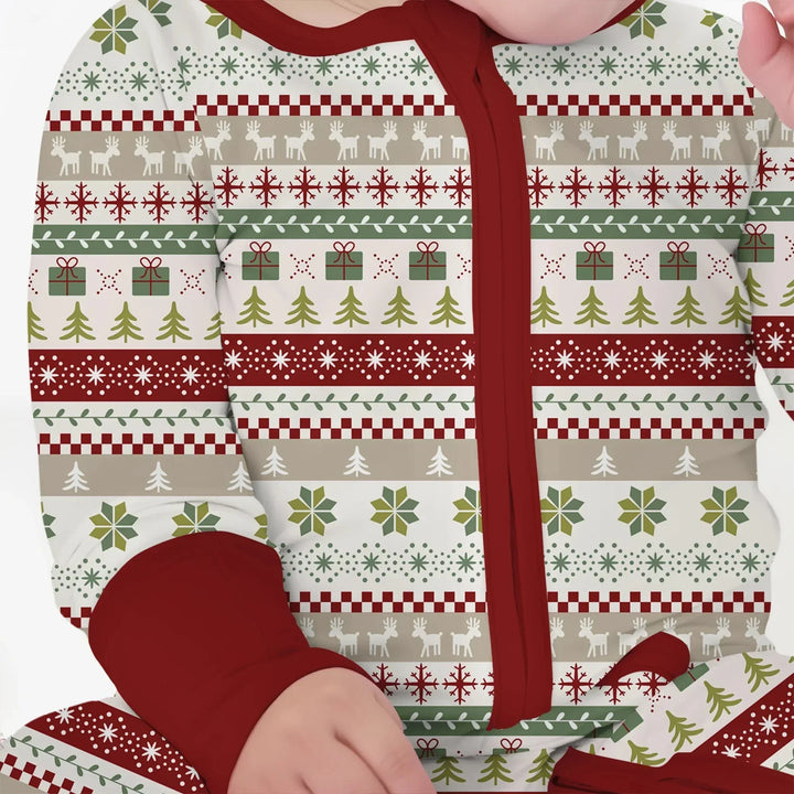 Christmas Fair Isle Red and Green Convertible Zippy , Christmas Fair Isle Red and Green Convertible Zippy - 0-3M
