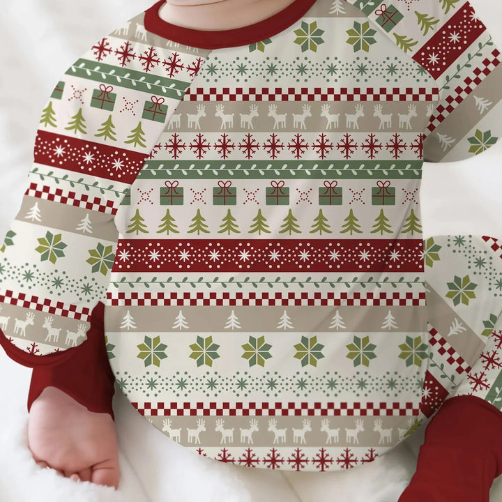Christmas Fair Isle Red and Green Convertible Zippy , Christmas Fair Isle Red and Green Convertible Zippy - 0-3M
