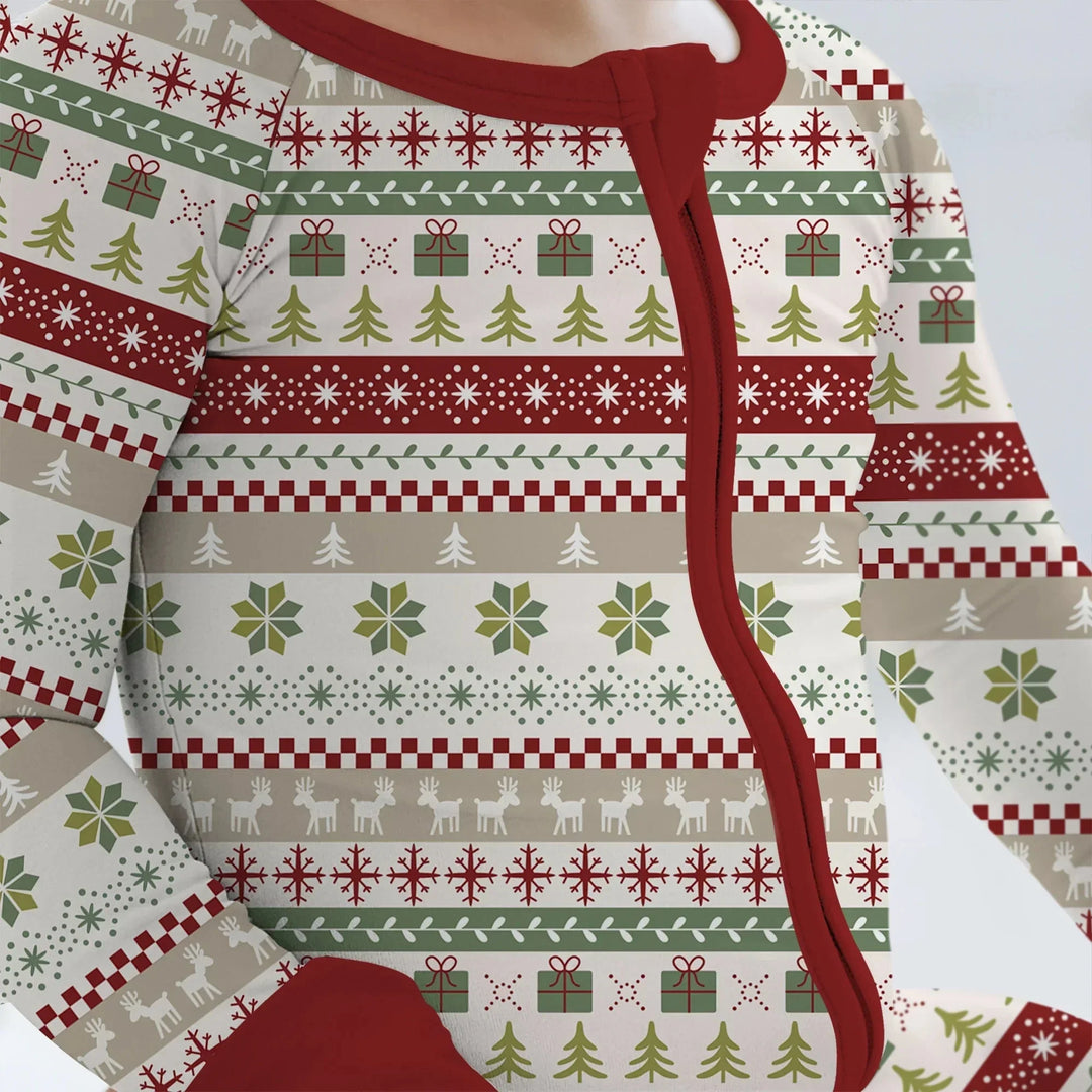 Christmas Fair Isle Red and Green Convertible Zippy , Christmas Fair Isle Red and Green Convertible Zippy - 0-3M