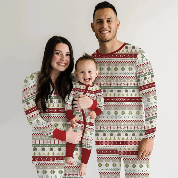 Christmas Fair Isle Red and Green Convertible Zippy , Christmas Fair Isle Red and Green Convertible Zippy - 0-3M