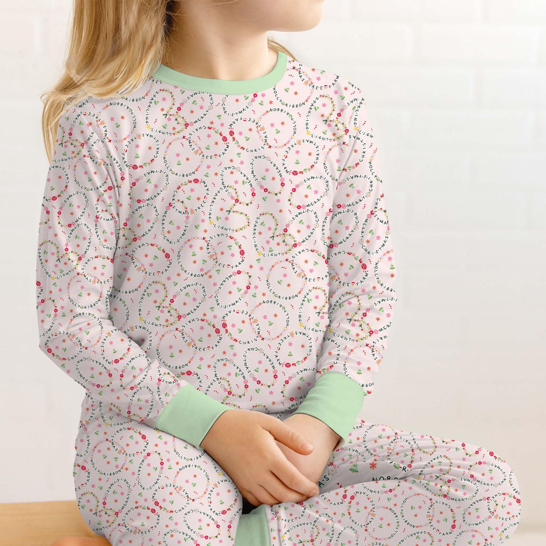 Christmas Friendship Bracelet Two Piece Long Sleeve Pajama Set , Christmas Friendship Bracelet Two Piece Long Sleeve Pajama Set - 12-18M