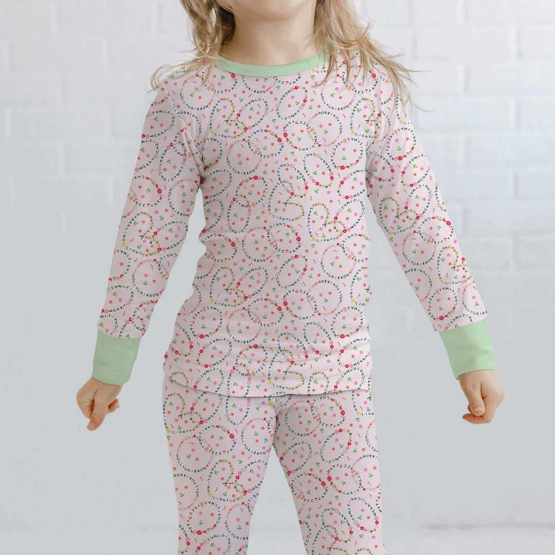 Christmas Friendship Bracelet Two Piece Long Sleeve Pajama Set , Christmas Friendship Bracelet Two Piece Long Sleeve Pajama Set - 12-18M